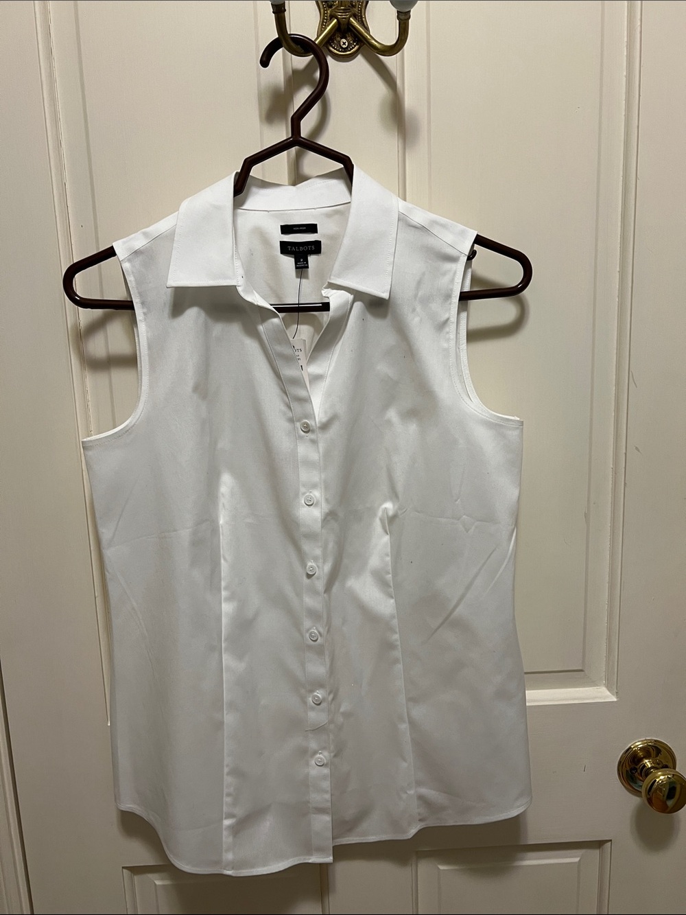 Talbots White Sleeveless Button-Down Shirt